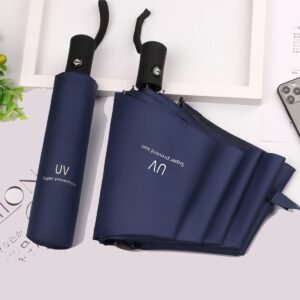 DV UTILS Auto Open Close 3 Folds Travel Umbrella - Navy Blue